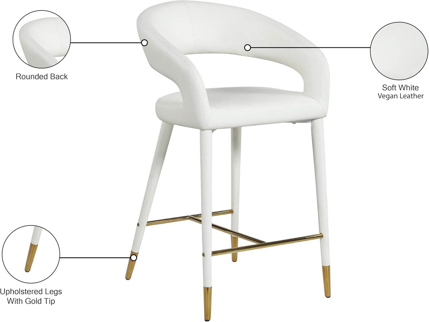 Meridian Furniture Destiny Off White Cream Vegan Leather Stool