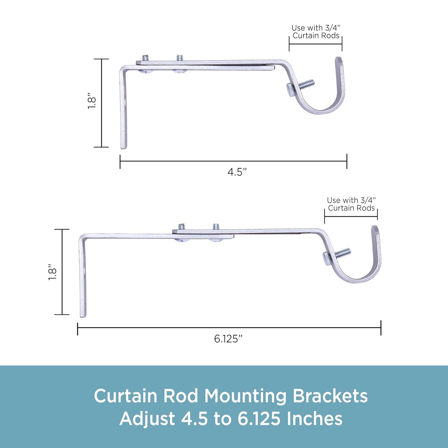 Kenney 3/4" Adjustable Brackets Curtain Rod Brackets