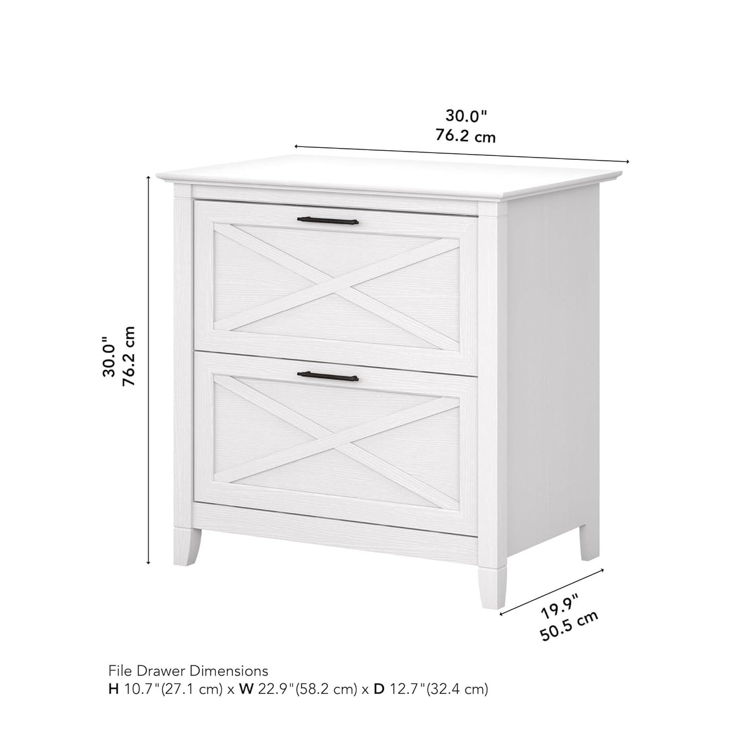 2 Drawer Key West File Cabinet Pure White Oak - Bush Furniture: Coastal Style, Aged Bronze Hardware