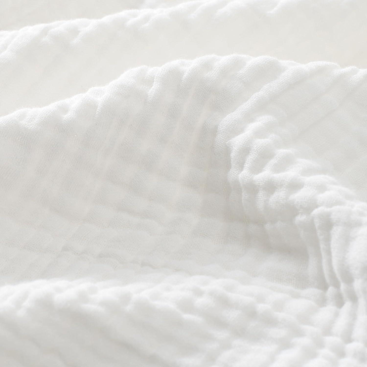 Carriediosa 100% Cotton Muslin Throw Blanket Gauze Blankets for Adults Soft Throws for Bed and Couch, 70" x 80" White