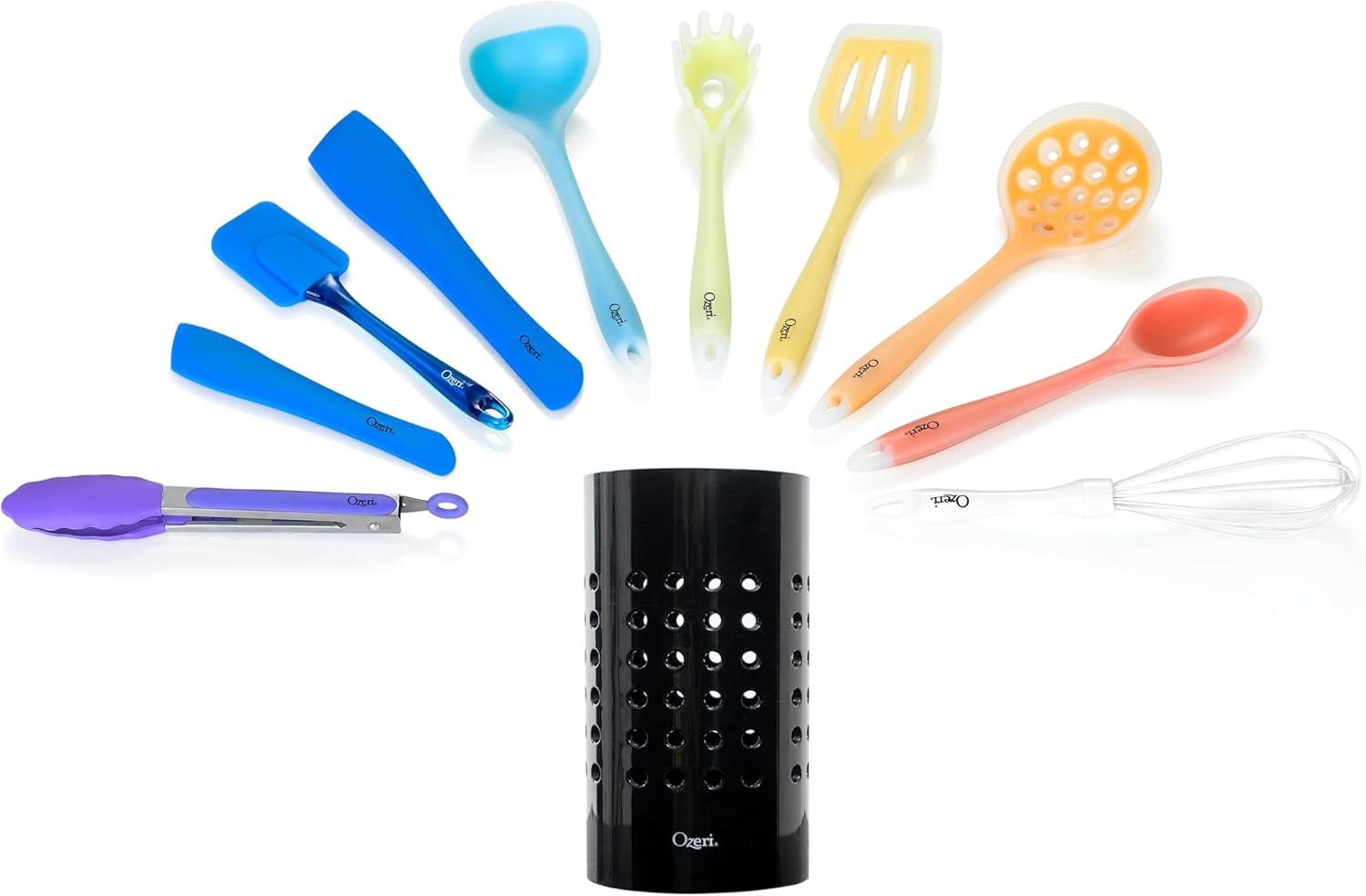 Ozeri 11-Piece Multicolor Silicone Utensil Set BPA-Free Heat-Resistant Kitchen Tools