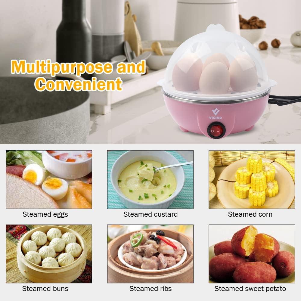 Pink Double-Layer Electric Egg Cooker with 14 Egg Capacity