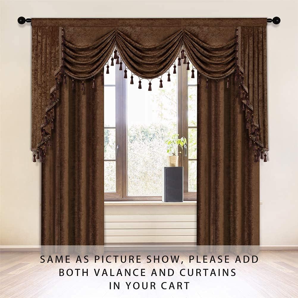 Gold Chenille Waterfall Valance with Rod Pocket