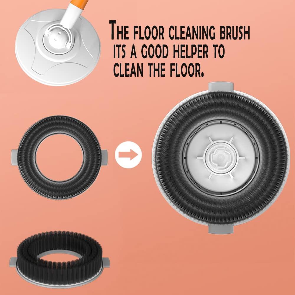 Spin Mop Bucket with Wringer System Extended Mop Handle 61＂Mop and Bucket for Floors Cleaning with 5 Replacement Head Refill 1 Cleaning Brush Head