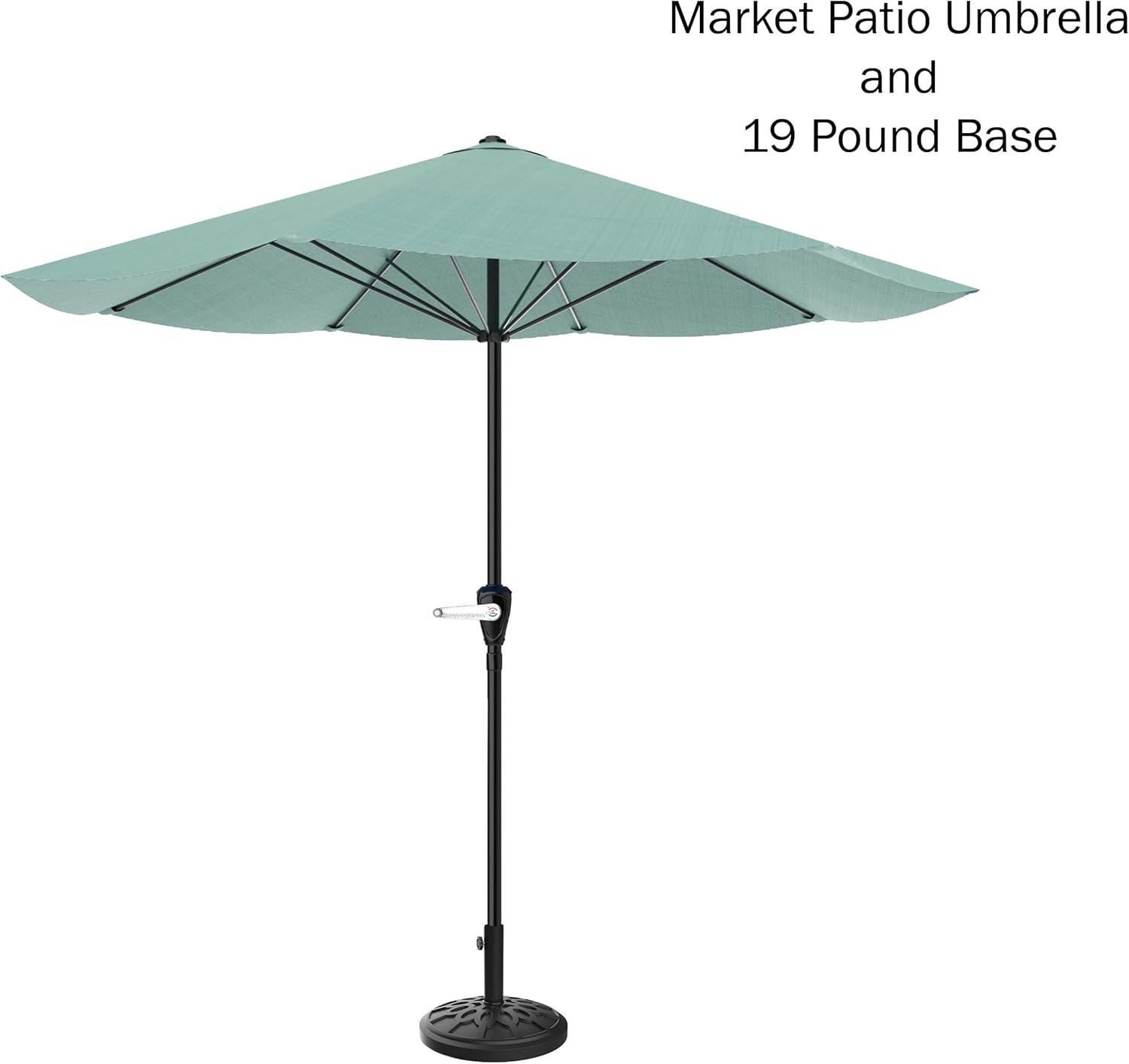 Pure Garden 9-ft Steel Green No-tilt Market Patio Umbrella with Base