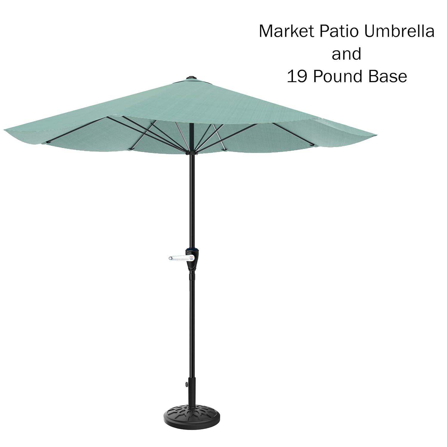 Pure Garden 9-ft Steel Green No-tilt Market Patio Umbrella with Base
