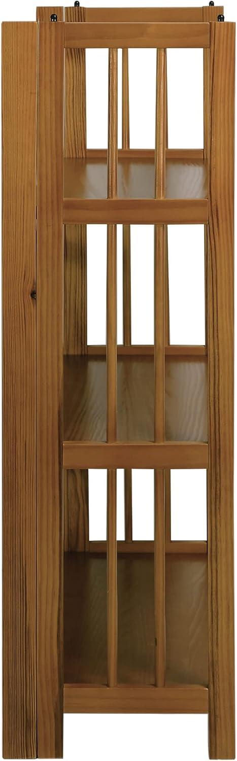 Mission Chestnut Medium Stained 3-Shelf Stackable Wood Bookcase