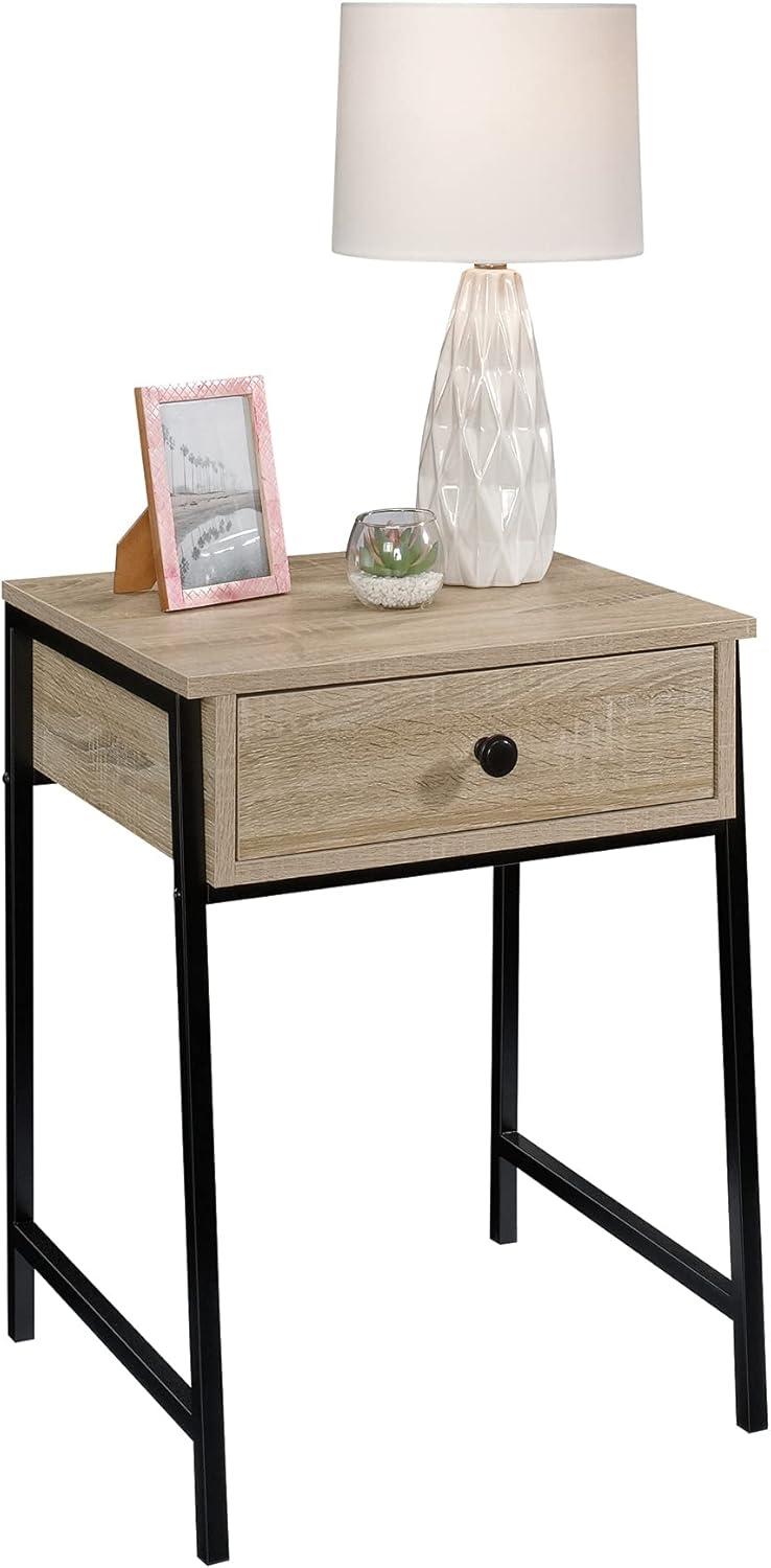 North Avenue Nightstand Charter Oak - Sauder: Metal Frame, Mid-Century Modern, Storage Drawer