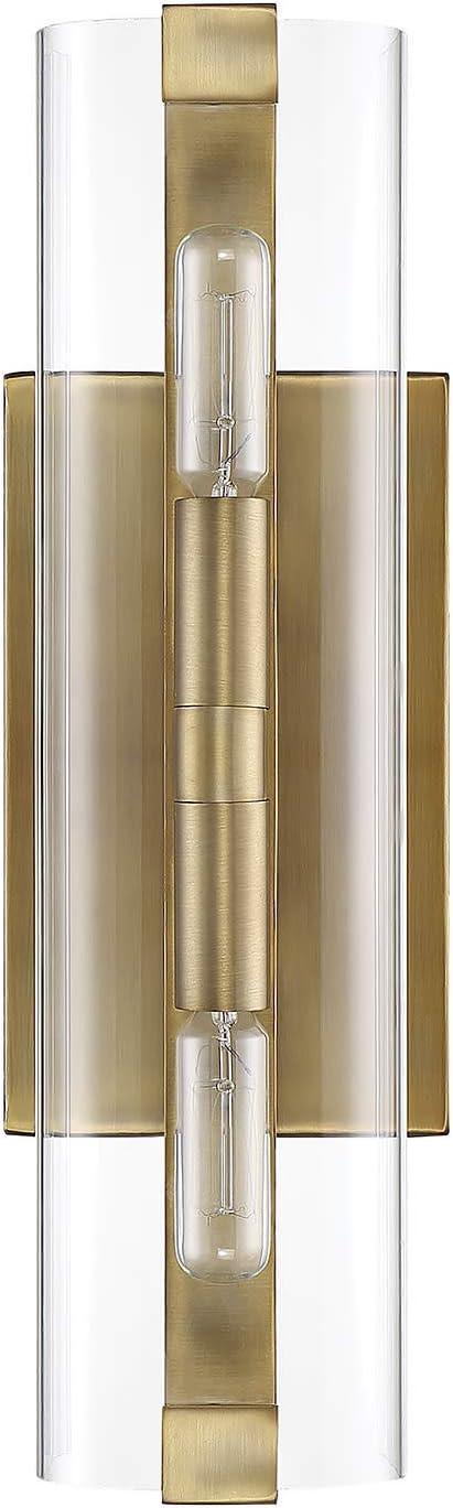 Winfield Dimmable Brass & Black Wall Sconce with Clear Glass