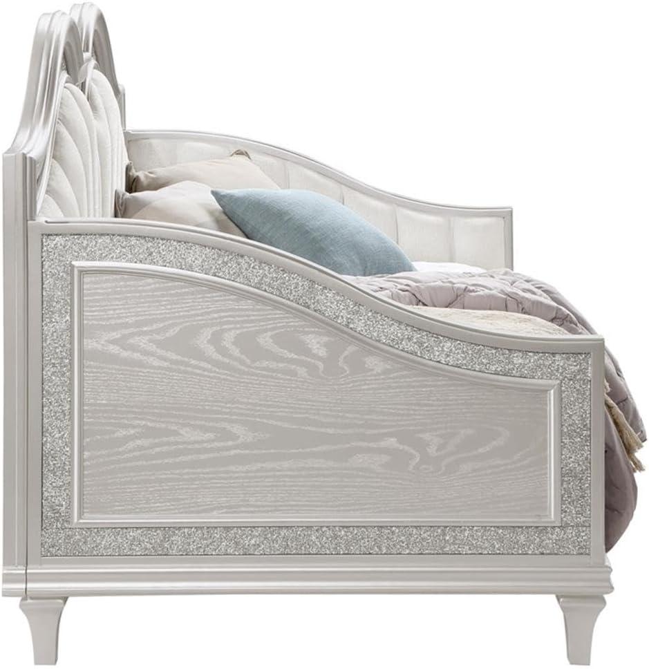 Coaster Evangeline Chenille Upholstered Twin Daybed in Silver Oak and Ivory