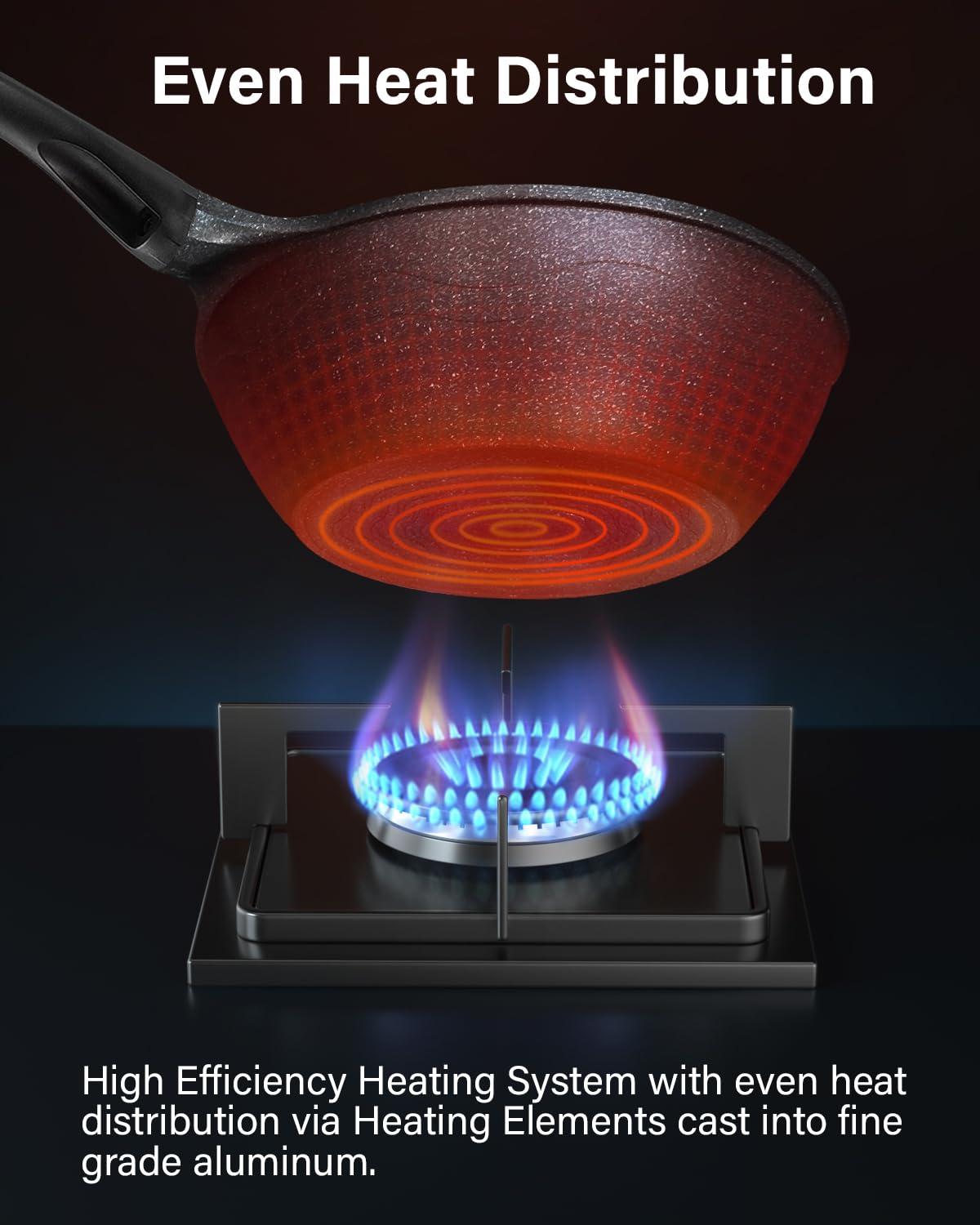 Cook N Home Cook N Home Marble Nonstick Frying Pan with Glass Lid