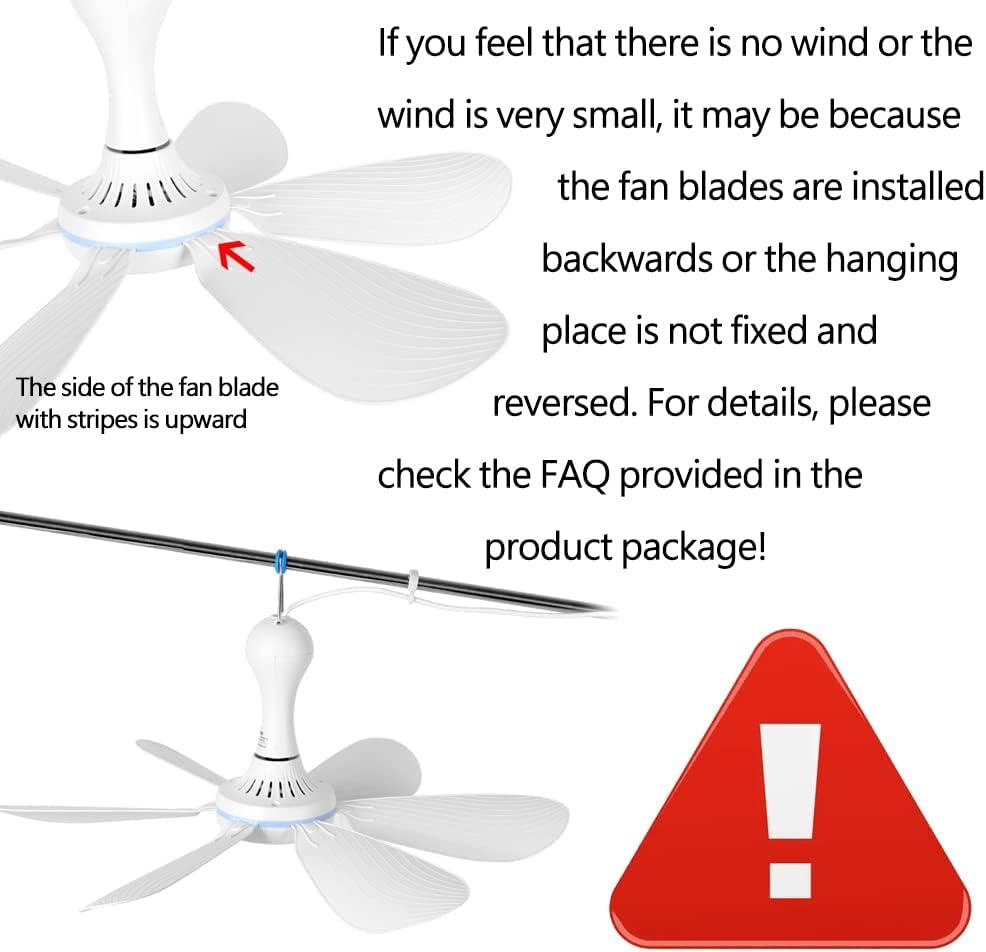 USB Mini Small Ceiling Fan quiet Camping RV Fans Emergency Portable Outdoor Hanging Gazebo Canopy Dorm Fans Silent For Tent,Hiking,Outages Home Room with Remote Battery operated,Power Bank powered