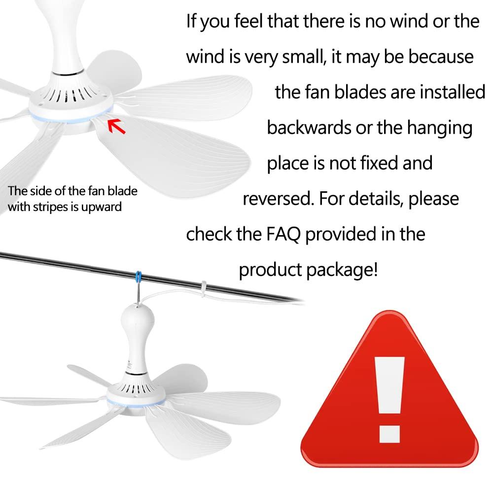 USB Mini Small Ceiling Fan quiet Camping RV Fans Emergency Portable Outdoor Hanging Gazebo Canopy Dorm Fans Silent For Tent,Hiking,Outages Home Room with Remote Battery operated,Power Bank powered