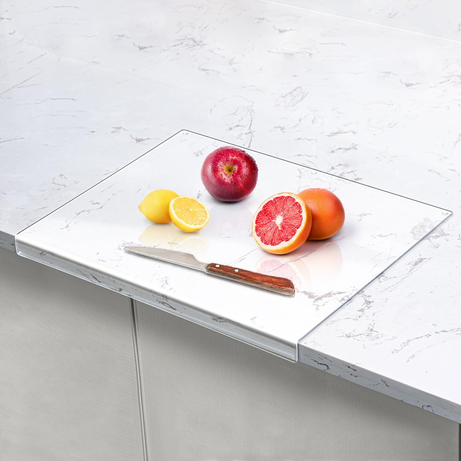 Clear Acrylic Rectangular Non-Slip Cutting Board with Counter Lip