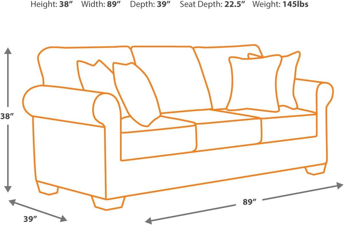 Traditional Brown Leather Sofa with Rolled Arms and Nailhead Trim