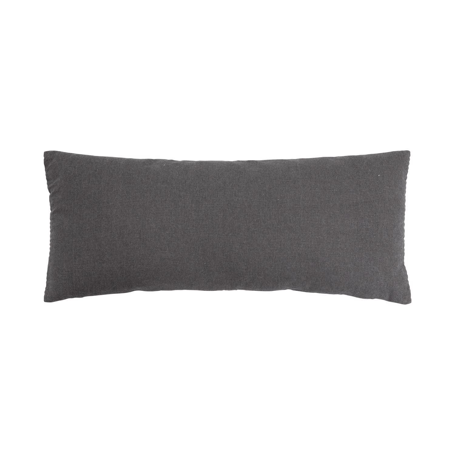 Creative Co-Op Cotton Lumbar Pillow with Gold Thread Embroidery and Rope Applique