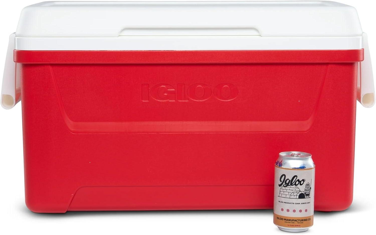 Red Heavy-Duty Portable Ice Chest Cooler with Airtight Lid