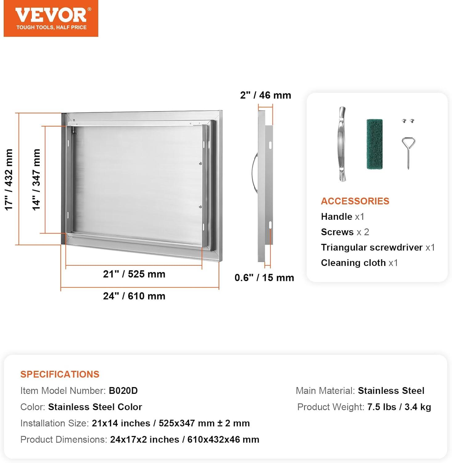 Stainless Steel Outdoor Kitchen Access Door with Handle