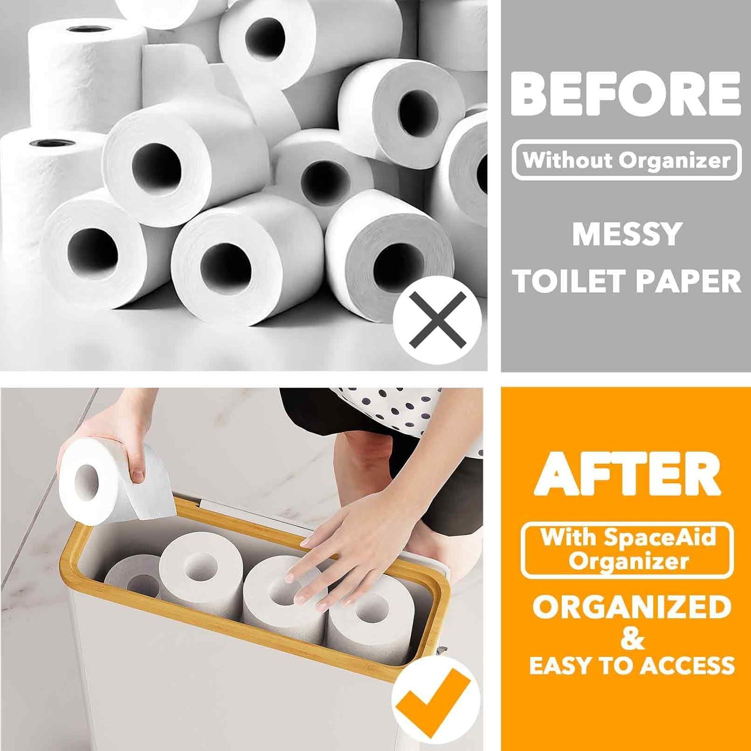 Extra Large Toilet Paper Storage With Lid, Holds Up To 24 Regular Rolls Or 18 Mega Rolls, Slim Basket Holder Bin Container For Bathroom Accessories Organizer