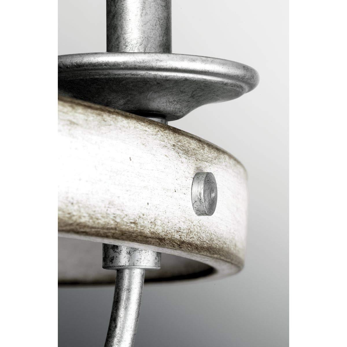 Progress Lighting Gulliver 5-Light Chandelier, Galvanized Finish, Wood Grained Texture Shade