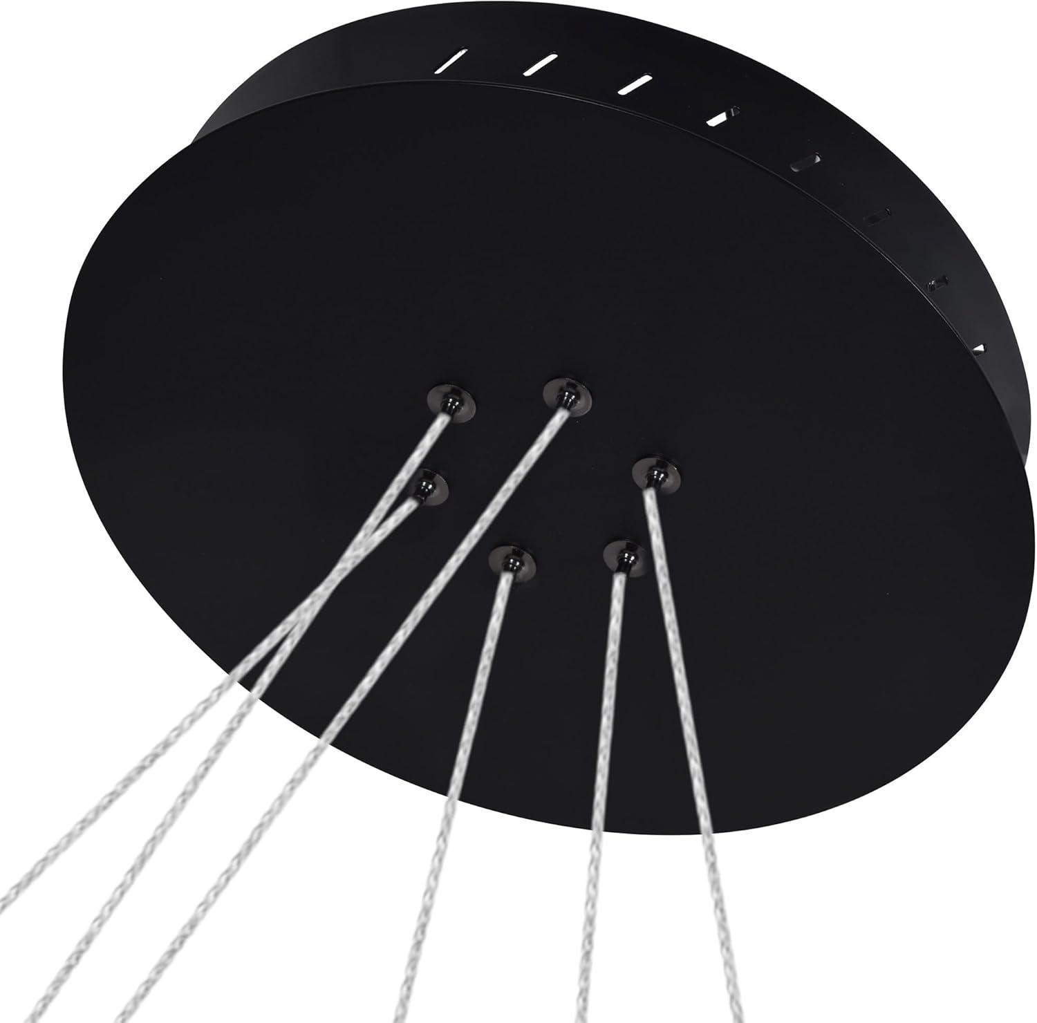 Tania Trio 32" Black Modern Adjustable Circular LED Chandelier