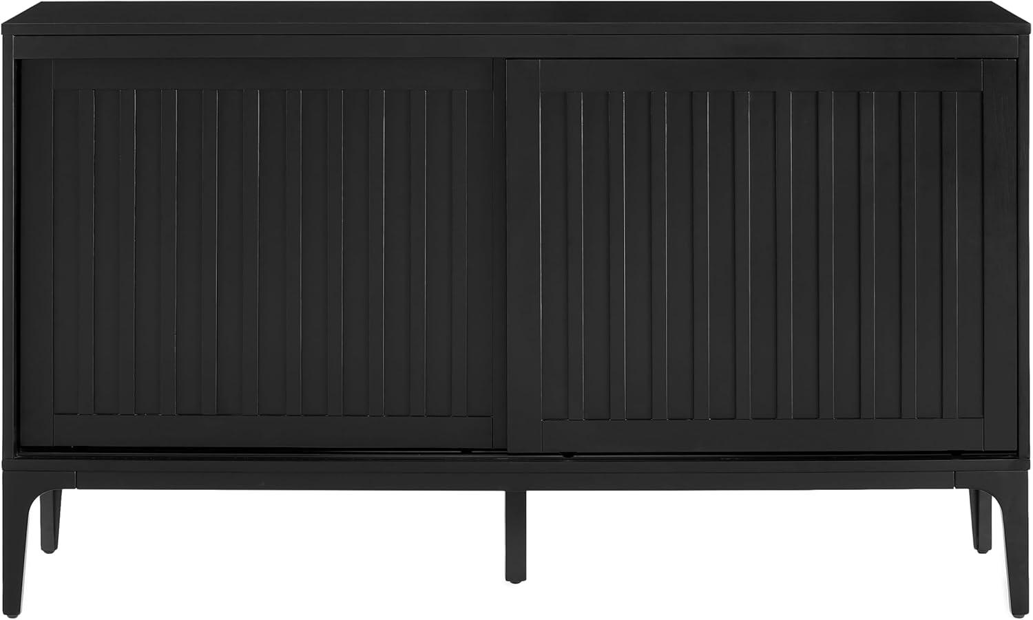 Crosley Furniture Asher Modern Particle Board Wood Sideboard in Matte Black