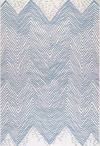 Coastal Breeze Blue Chevron 29'' Synthetic Runner Rug