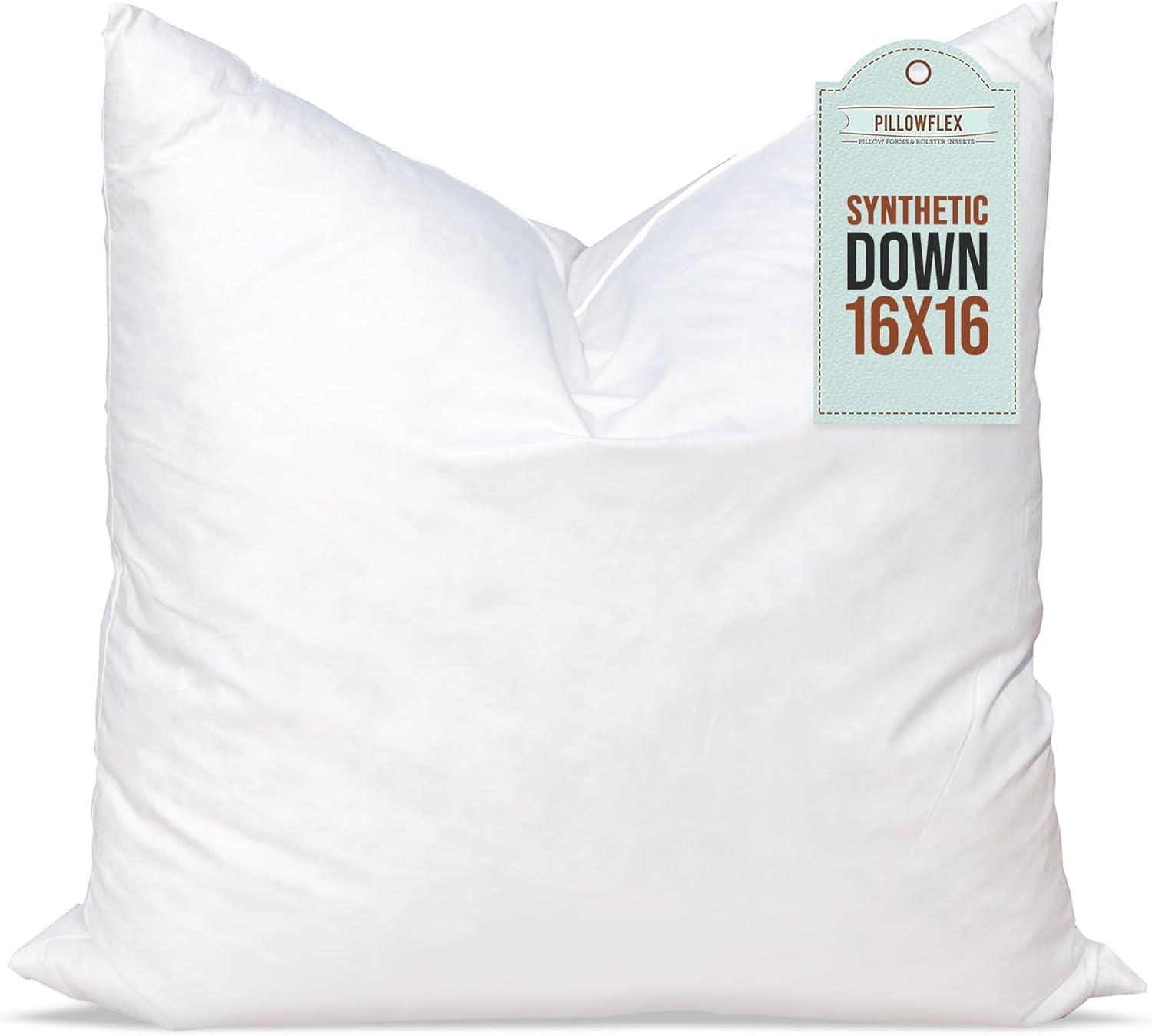 16x16 White Polyester Synthetic Down Pillow Insert