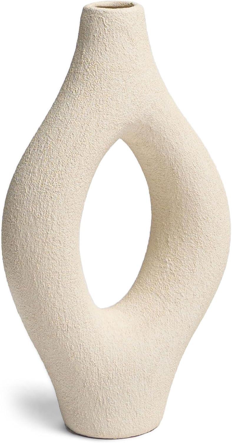 Villa Moda Emile Abstract Organic Decorative Modern Vase, Medium, White