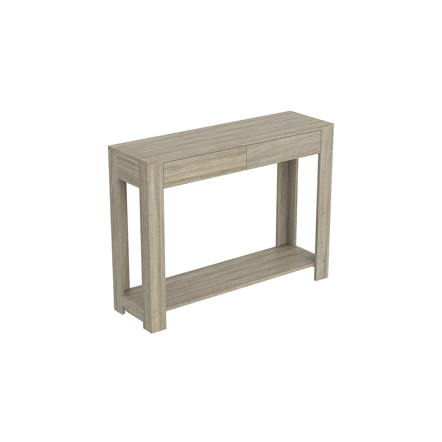 Safdie & Co. 40"L 2-Drawers 1-Shelf Console Table in Dark Taupe