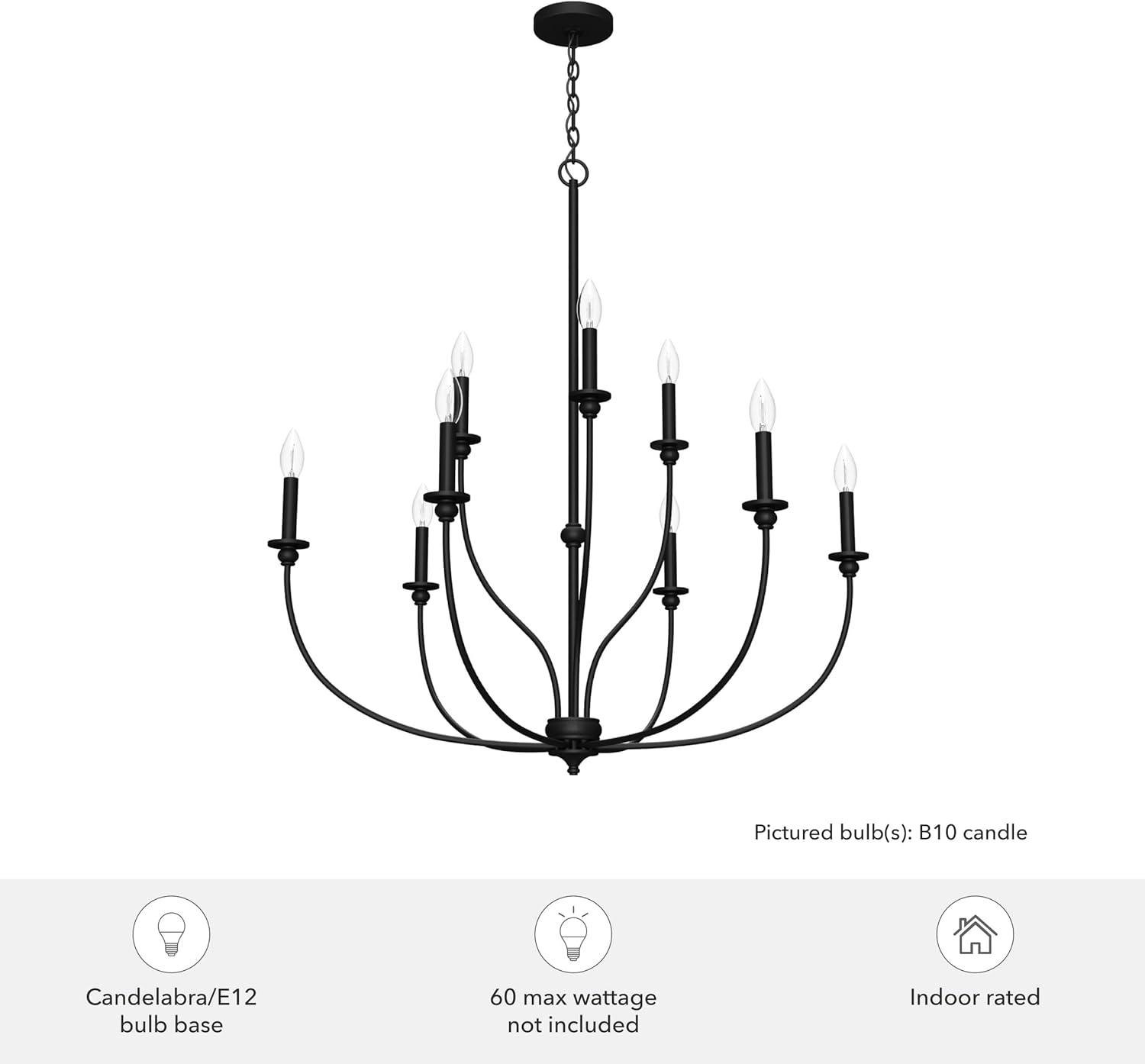 Matte Black 9-Light Candle Style Chandelier