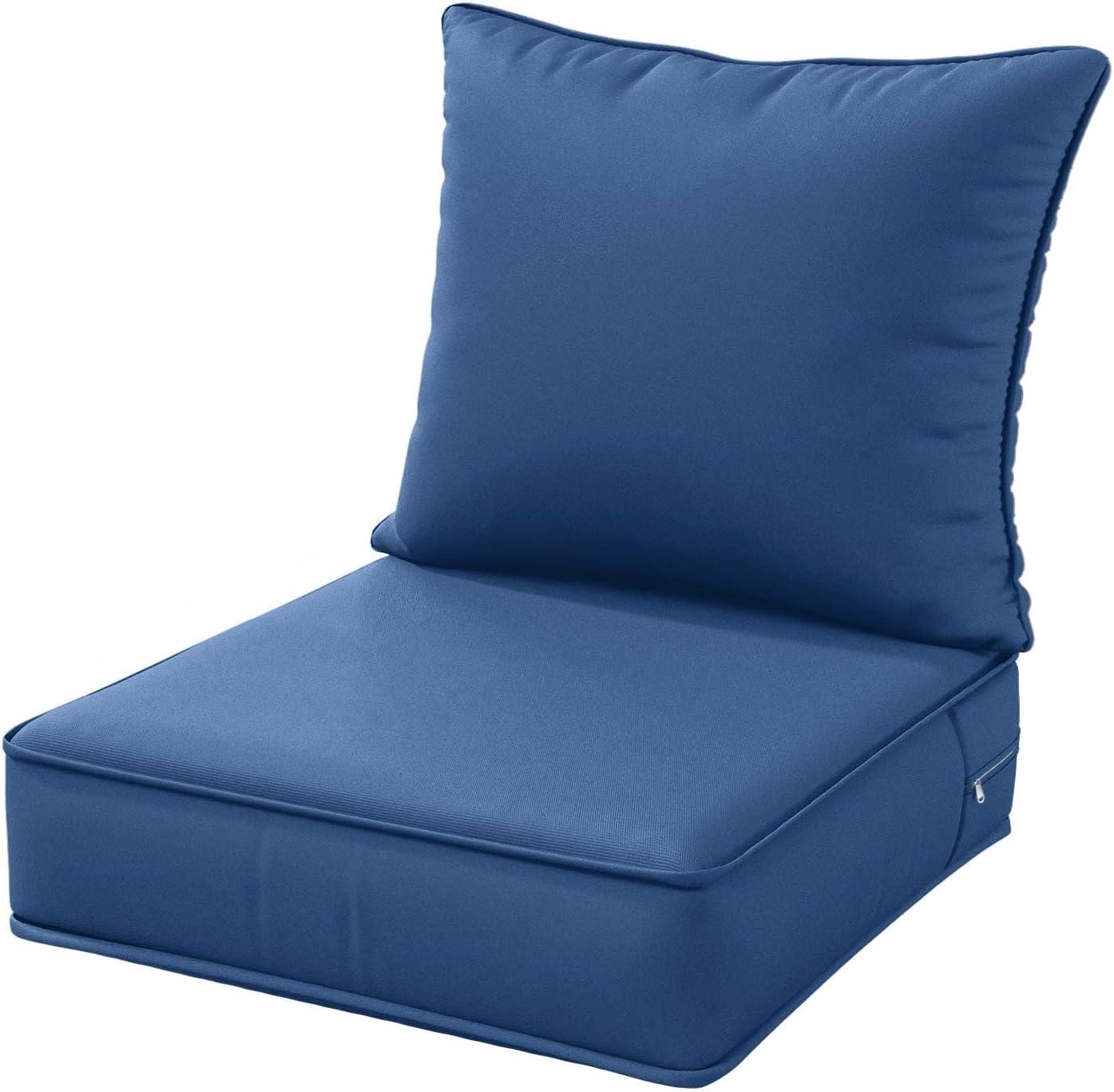 Outdoor Patio Chair Cushions Set 22 L X 22 W X 4 H Waterproof & Fade Resistant Deep Seat and Back Cushions with Removable Covers Outdoor Seat Cushion Set for Chairs and Sofas