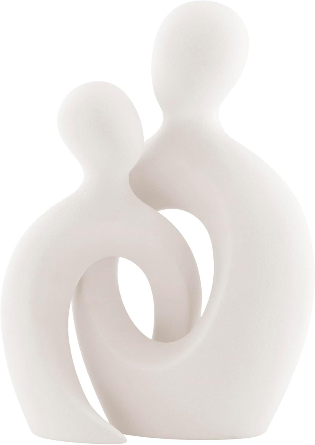 Hans Cream Abstract Intersecting Circle Tender Couple Decorative Accent Matte Ceramic Sculpture Figure