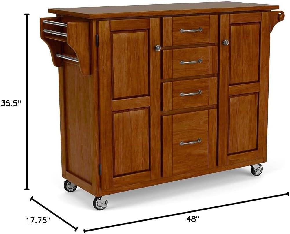 Cherry Wood Kitchen Cart with Spice Rack and Storage