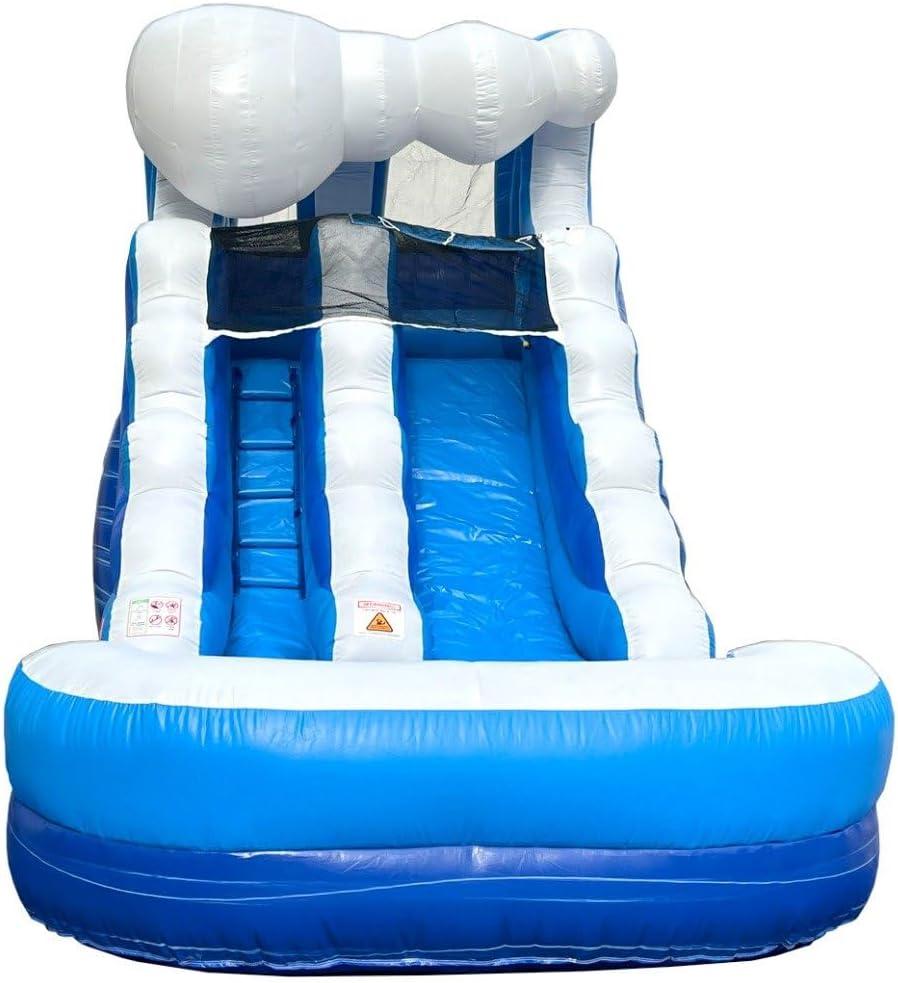 Pogo Bounce House Crossover Kids Inflatable Water Slide, Blue Wave with Blower, 12 ft