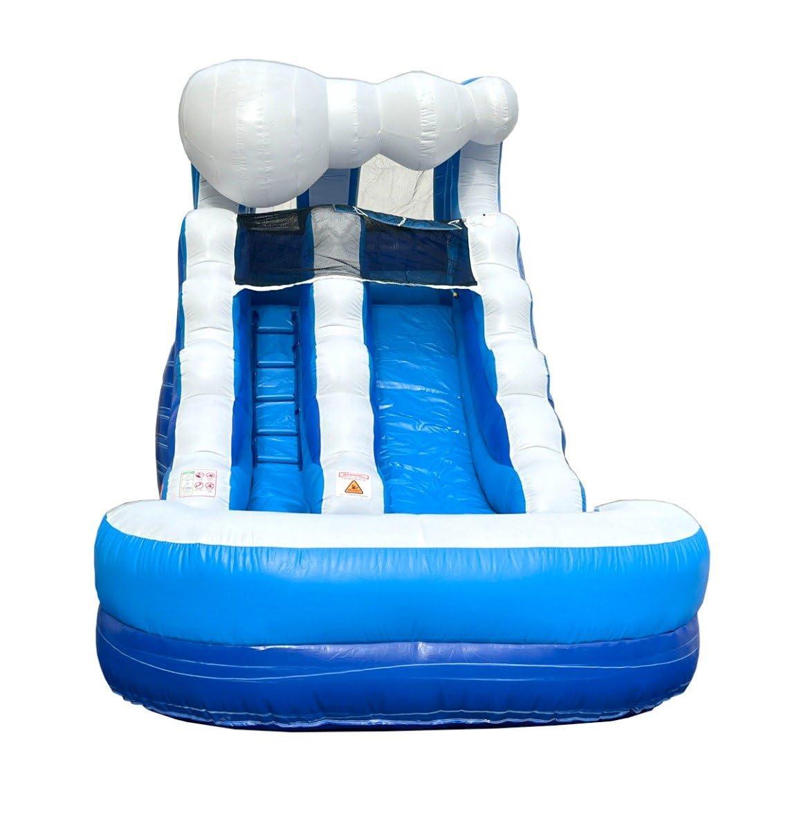 Pogo Bounce House Crossover Kids Inflatable Water Slide, Blue Wave with Blower, 12 ft