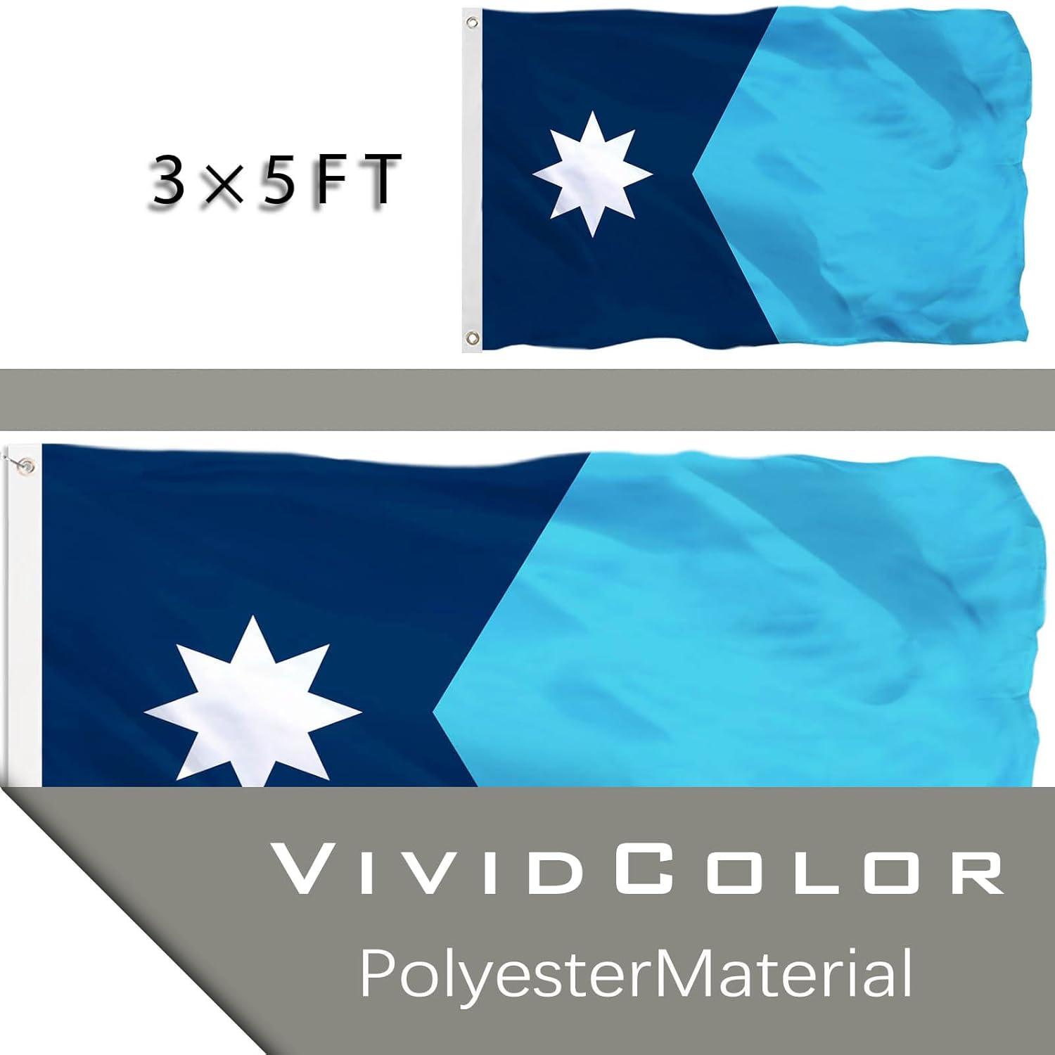 New Minnesota State Flag 3x5 Outdoor MN Flag 2 Rows Stitched Edge Canvas Header with 2 Brass Grommets