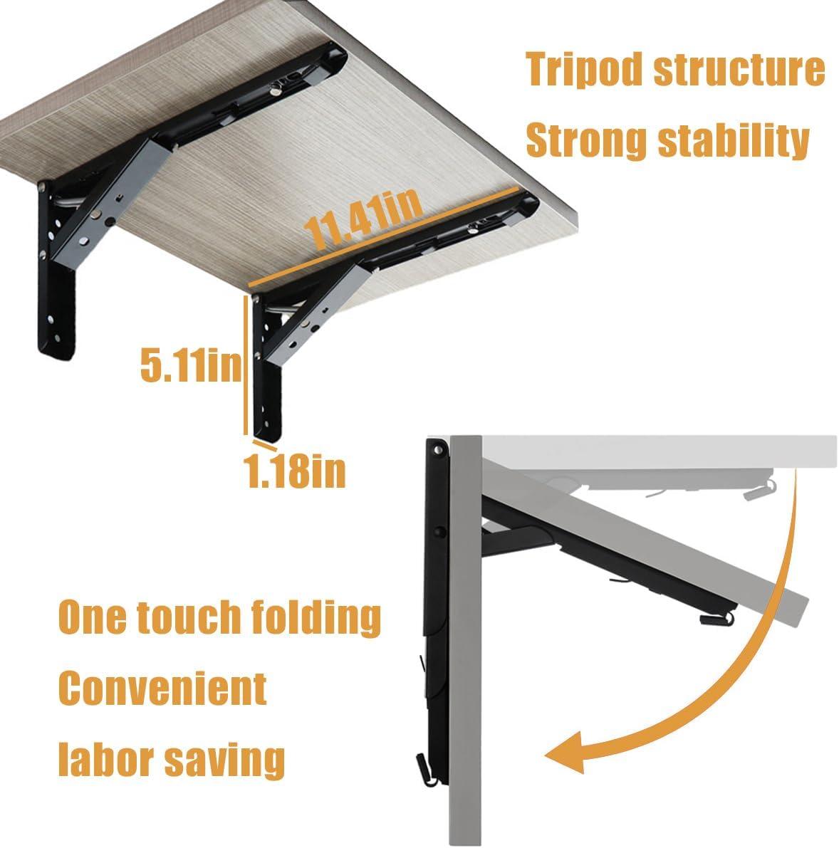 Wall Table Fold Down Hinge,90 Degree Self-Locking Folding Hinge,Save Space Drop Leaf Table Hinges,Shelf Brackets Locking Hinges 90 Degree for Wall Folding Racks,Etc