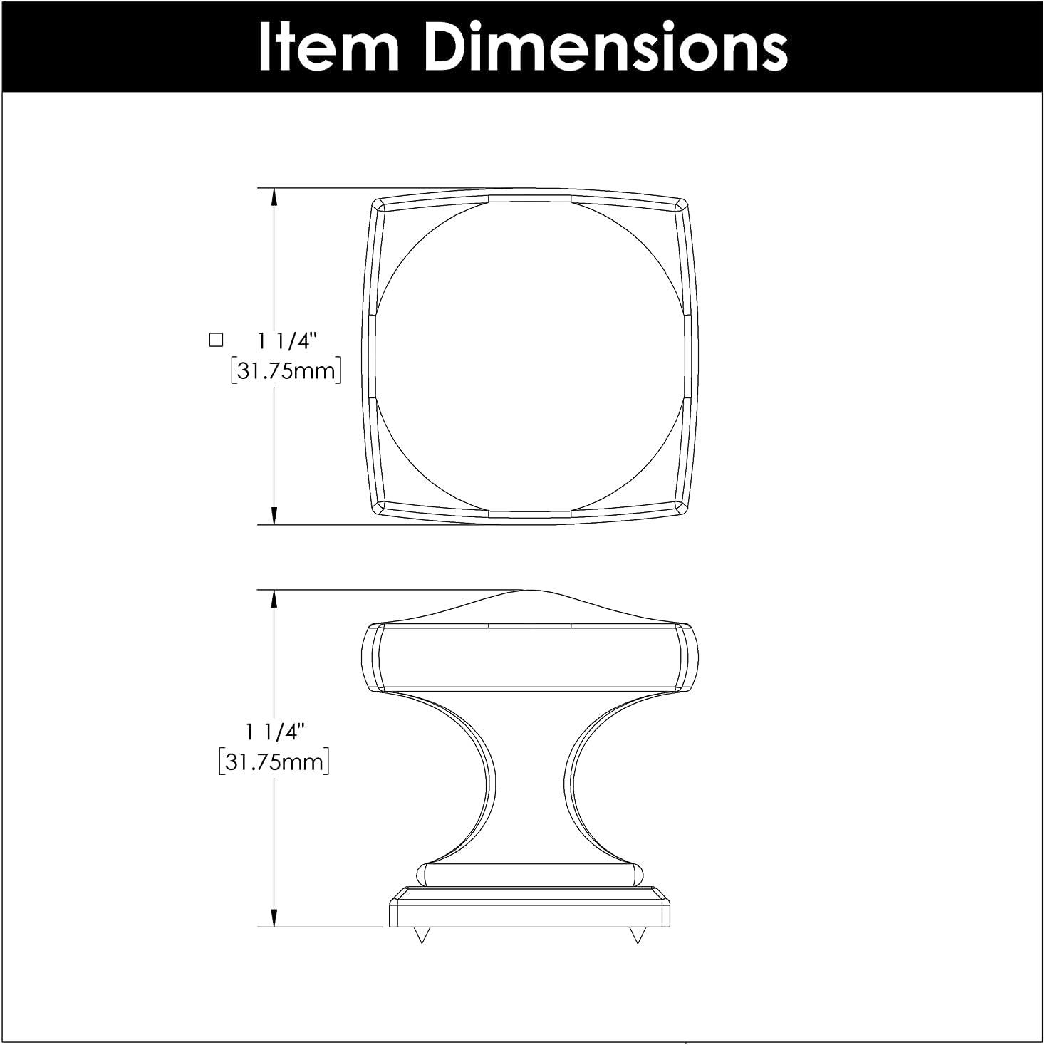 Matte Chrome Square Knob with Mounting Hardware