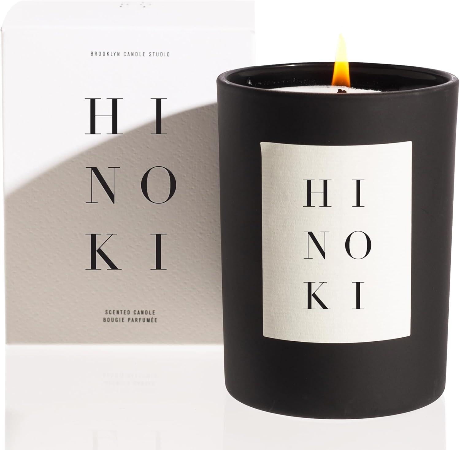 Brooklyn Candle Studio Hinoki Noir Candle - Luxury Scented Candle, Vegan Soy Wax, Hand Poured in The USA, 70 Hour Slow Burn Time - 10oz