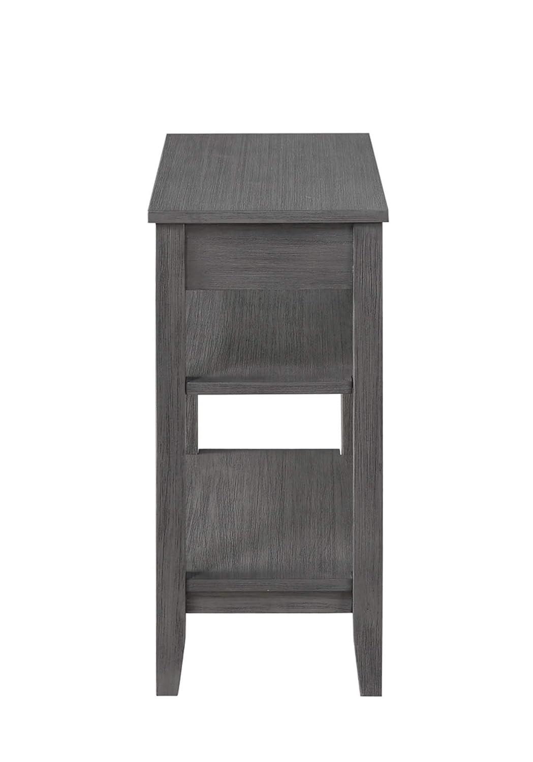 Convenience Concepts American Heritage 1 Drawer Chairside End Table with Shelves, Wirebrush Dark Gray