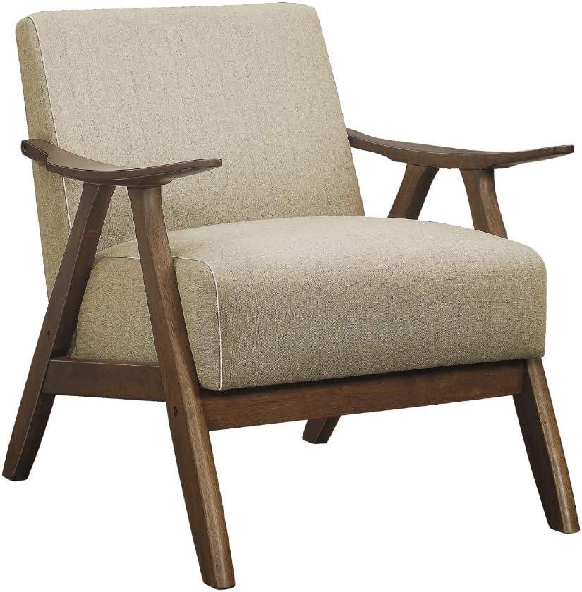 Lexicon Damala Collection Retro Inspired Wood Frame Accent Chair, Light Brown