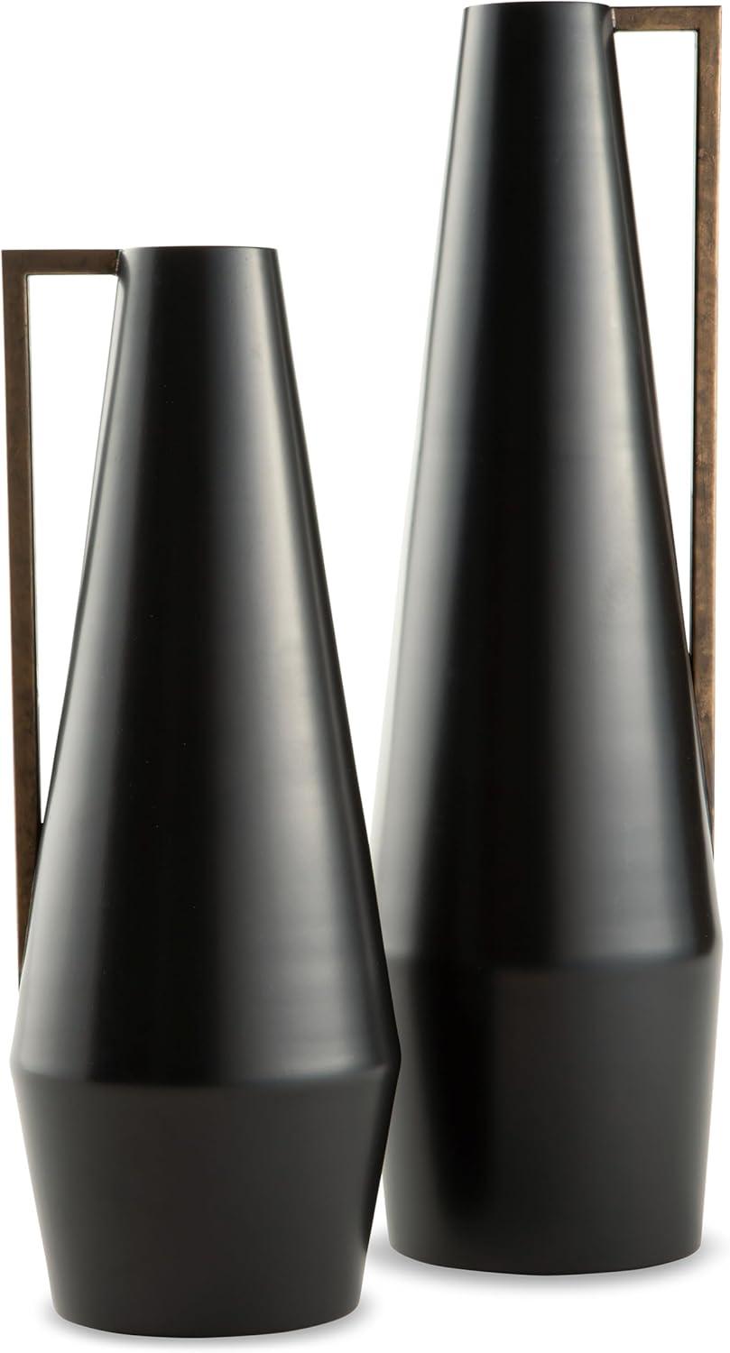 Signature Design by Ashley Contemporary Pouderbell Vase  Black/Gold Finish