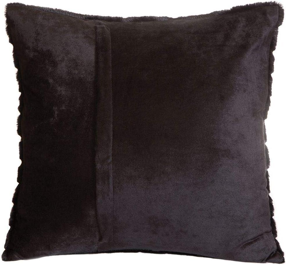 Faux Fur Throw Pillow 18"x18" With Insert, Black Striped Mink