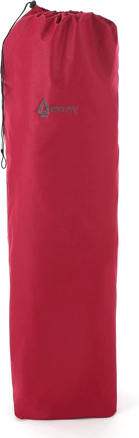 ARROWHEAD OUTDOOR Oversized Heavy-Duty Club Folding Camping Chair w/ External Pocket, Cup Holder, Portable, Padded, Moon, Round, Saucer, Supports 330lbs, Carrying Bag, USA-Based Support (Burgundy Red)