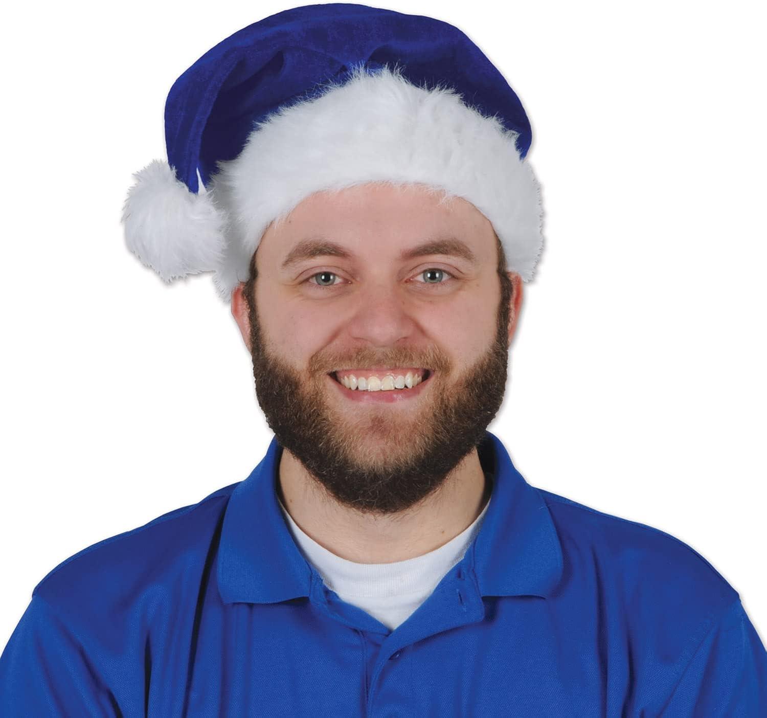 Beistle Blue Santa Hat, (2/Pkg) Blue