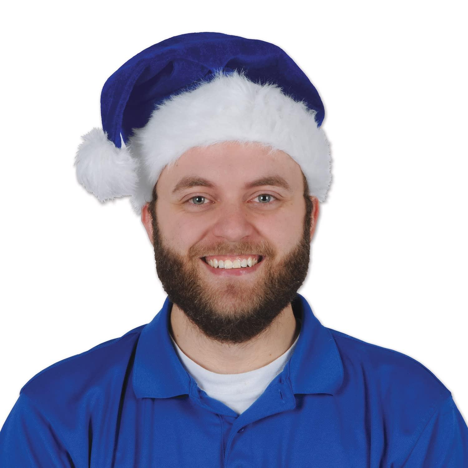 Beistle Blue Santa Hat, (2/Pkg) Blue