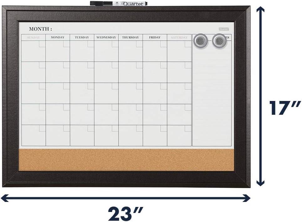 Quartet 79275 23 x 17 Home Decor Magnetic Combo Dry Erase Board with Cork Board on Bottom - Tan/White Surface/Espresso Wood Frame