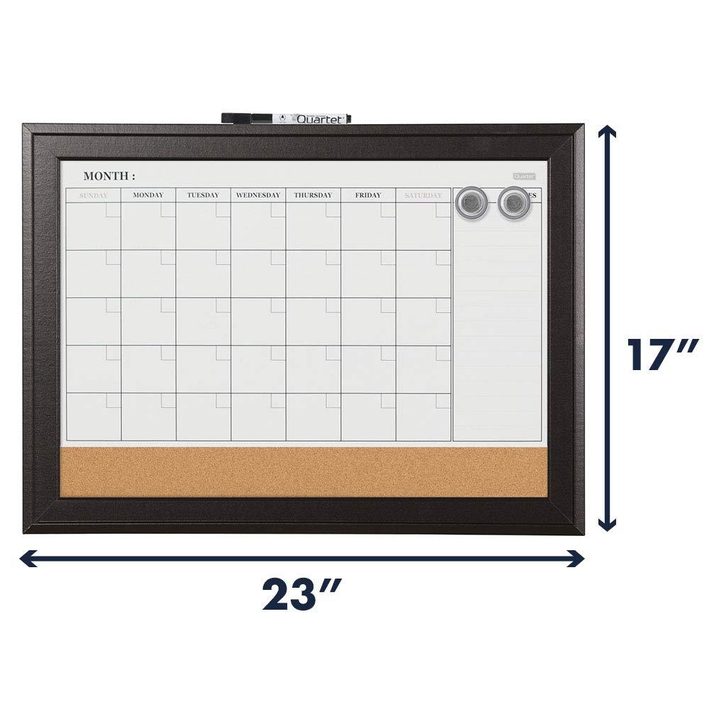 Quartet 79275 23 x 17 Home Decor Magnetic Combo Dry Erase Board with Cork Board on Bottom - Tan/White Surface/Espresso Wood Frame