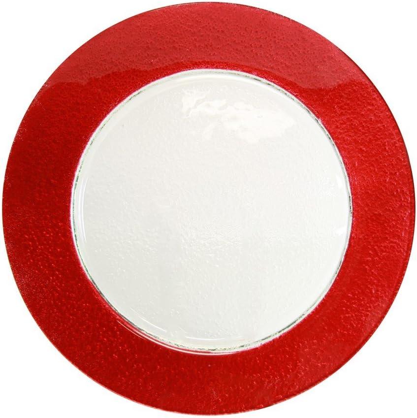 Red Rimmed 13" Glass Charger Plates, Set of 6